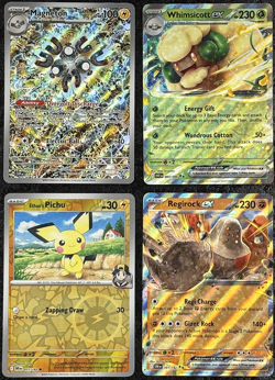 POKEMON MAGNETON - WHIMSICOTT EX - PICHU - REGIROCK EX CARDS (SET OF 4) - Image 1