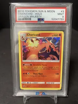 Pokemon 2018 Dragon Majesty Charizard Holo PSA 9 Mint #3/70 - Image 1
