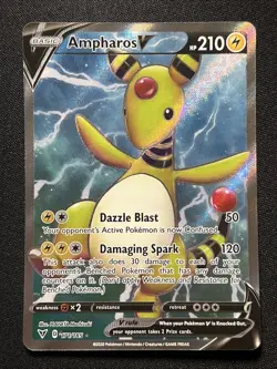 2020 Pokemon Sword & Shield Vivid Voltage Ultra Rare V #171 Ampharos Holo TCG - Image 1