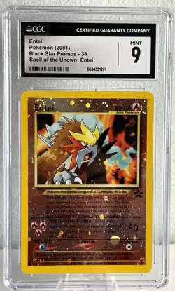 2001 Entei Pokemon CGC Mint 9 Black Star Promo Spell of the Unknown English #34 - Image 1