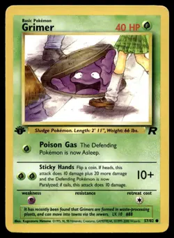 Grimer 57/82 Pokemon Card 1st Ed Team Rocket Common 40 HP Lightly Played CG - Image 1
