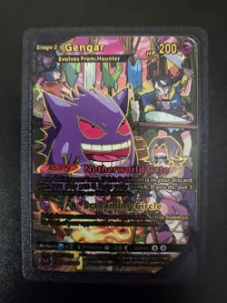 Full Art Gengar Black Foil Card Fan Art Display Card TG10/TG30 HP200 - Image 1