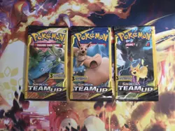 Pokemon TEAM UP Booster Pack Sealed Lot! 3 Packs / 3 Cards Each READ DESCRIPTION - Image 1