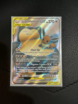 Eevee & Snorlax GX Full Art Holo Card 171/181 Sm-Team Up LP/NM Condition - Image 1