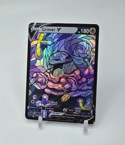 Custom HOLO STAINED GLASS Grimer Card Holo Grimer READ DESCRIPTION BELOW - Image 1