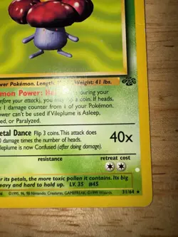 Pokemon TCG Vileplume 31/64 Jungle Unlimited Non-Holo Card LP - Image 4