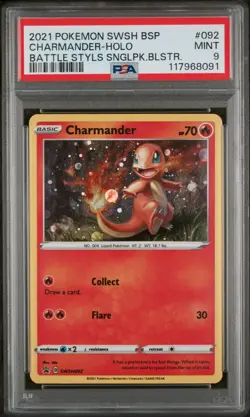 PSA 9 MINT Charmander Holo Black Star Promo Pokemon Card SWSH092 - Image 1