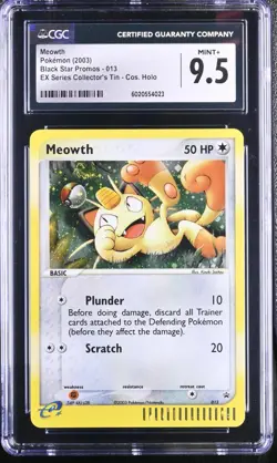CGC 9.5 GEM MINT Meowth Promo 013 EX Series Collectors Tin Pokemon Card - Image 1
