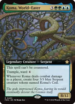 Koma, World-Eater (Extended Art) 480 Non-Foil NM MTG Foundations Magic - Image 1