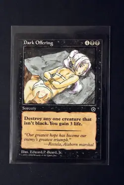 Dark Offering Altered Art Hand Painted MTG Magic the Gathering Anime Girl Elf - Image 1