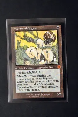 Wurmcoil Engine Altered Art Hand Painted MTG Magic the Gathering Anime Girl - Image 1