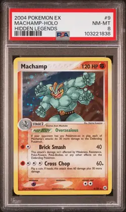 2004 POKEMON EX HIDDEN LEGENDS #9 MACHAMP-HOLO PSA 8 - Image 1