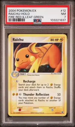 2004 POKEMON EX FIRE RED & LEAF GREEN #12 RAICHU-HOLO PSA 7 - Image 1