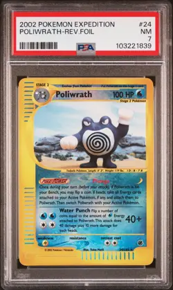 2002 POKEMON EXPEDITION #24 POLIWRATH-REVERSE FOIL PSA 7 - Image 1