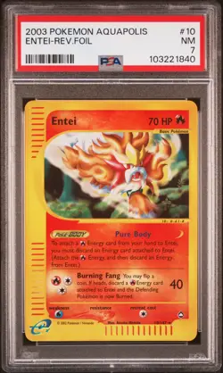 2003 POKEMON AQUAPOLIS #10 ENTEI-REVERSE FOIL PSA 7 - Image 1
