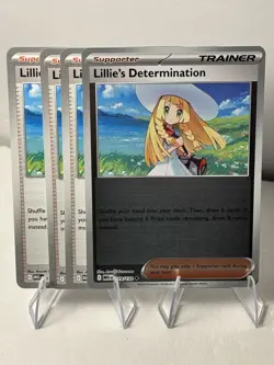 4x Lillie's Determination 119/132 Mega Evolution Pokemon Playset 1x Reverse Holo - Image 1