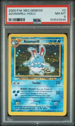 2000 POKEMON NEO GENESIS #2 AZUMARILL-HOLO PSA 8 - Image 1