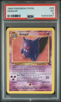 1999 POKEMON FOSSIL #20 GENGAR PSA 5 - Image 1