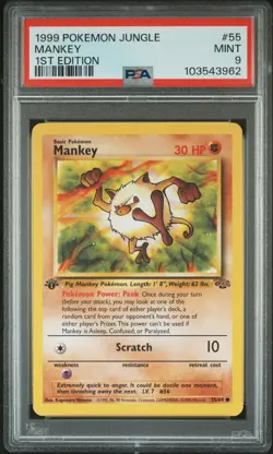 1999 POKEMON JUNGLE 1ST EDITION #55 MANKEY PSA 9 - Image 1