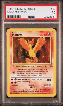 1999 POKEMON FOSSIL #12 MOLTRES-HOLO PSA 5 - Image 1