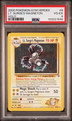 2000 POKEMON GYM HEROES HOLO #8 LT. SURGE'S MAGNETON PSA 4 - Image 1