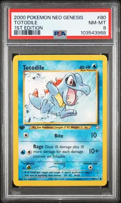 2000 POKEMON NEO GENESIS 1ST EDITION #80 TOTODILE PSA 8 - Image 1