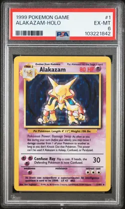 1999 POKEMON BASE SET UNLIMITED #1 ALAKAZAM-HOLO PSA 6 - Image 1