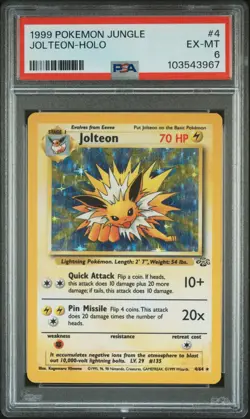 1999 POKEMON JUNGLE #4 JOLTEON-HOLO PSA 6 - Image 1