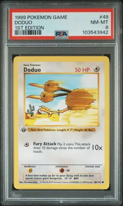 1999 POKEMON BASE SET 1ST EDITION #48 DODUO PSA 8 - Image 1