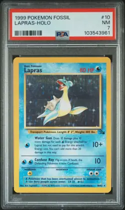 1999 POKEMON FOSSIL #10 LAPRAS-HOLO PSA 7 - Image 1