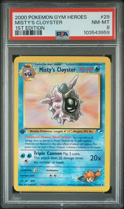 2000 POKEMON GYM HEROES 1ST EDITION #29 MISTY'S CLOYSTER PSA 8 - Image 1