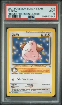 2001 POKEMON PROMO BLACK STAR POKEMON LEAGUE #31 CLEFFA PSA 9 - Image 1