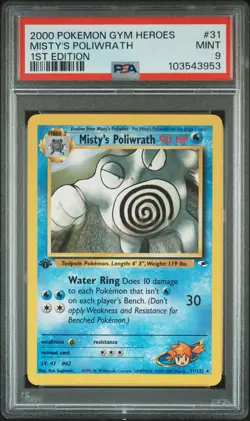 2000 POKEMON GYM HEROES 1ST EDITION #31 MISTY'S POLIWRATH PSA 9 - Image 1