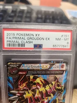 2015 POKEMON XY PRIMAL CLASH #151 FULL ART/PRIMAL GROUDON EX PSA 8 - Image 2