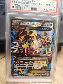 2015 POKEMON XY PRIMAL CLASH #151 FULL ART/PRIMAL GROUDON EX PSA 8 - Image 3