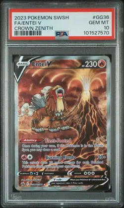 2023 POKEMON SWORD & SHIELD CROWN ZENITH #GG36 FULL ART/ENTEI V PSA 10 - Image 1