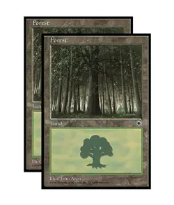X2 HANDPAINTED MTG LAND CARD ANIME SEXY GIRL - Image 1