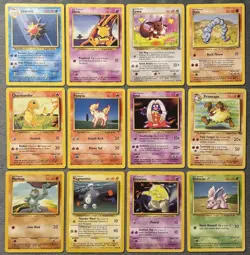 Vintage Pokemon Cards Base Set Jungle Eevee Abra Charmander Onix Abra Jynx +more - Image 1
