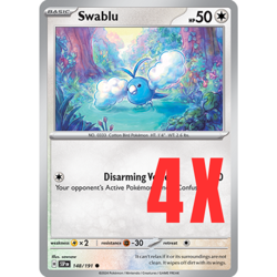 4x Pokemon TCG Swablu 148/191 Surging Sparks Regular Card English 2024 NM - Image 1