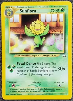 Sunflora 50/111 Neo Genesis, WOTC Pokemon EXC BUY 2 CARDS GET 1 FREE!! - Image 1