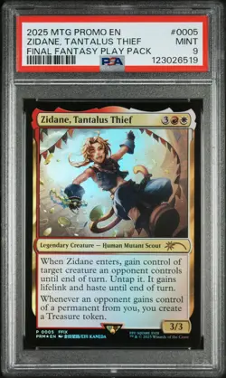 2025 MTG PROMOS FINAL FANTASY PLAY PACK #0005 ZIDANE, TANTALUS THIEF PSA 9 - Image 1