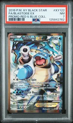 2016 POKEMON XY BLACK STAR PROMO #XY122 BLASTOISE EX RED & BLUE COLL PSA 7 (Q62 - Image 1