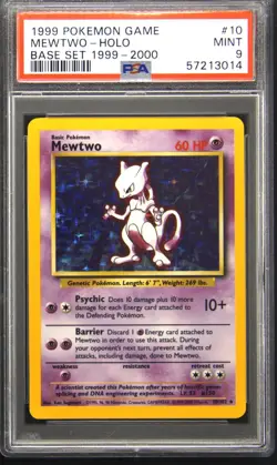 POKEMON BASE SET 1999-2000 “4TH PRINT” #10 MEWTWO HOLO PSA 9 - Image 1