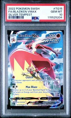 2022 POKEMON SWORD & SHIELD SILVER TEMPEST #TG15 FULL ART/BLAZIKEN VMAX PSA 10 - Image 1