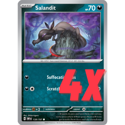 4X Pokemon TCG Salandit 139/197 S&V Obsidian Flames Regular Playset English NM - Image 1