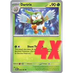 (4) Pokemon TCG Dartrix 014/197 S&V Obsidian Flames Regular Playset 2023 NM - Image 1