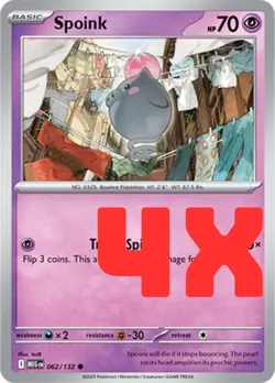 4X Pokemon TCG Spoink 062/132 S&V Mega Evolution Regular English 2025 NM - Image 1