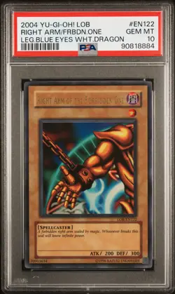 Right Arm of the Forbidden One Yugioh 2004 LOB-EN122 Ultra Rare Unlimited PSA 10 - Image 1