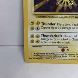 Pokemon TCG Zapdos Base Set Holo Unlimited Rare Card 16/102 LP Condition - Image 5