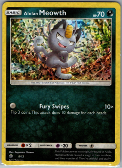 Alolan Meowth 8/12 Holo - McDonalds Promo - Pokemon Card - LP - Image 1